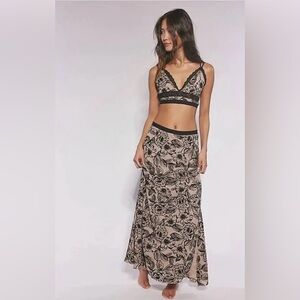 Free People One And Only Slip Set Tan Black